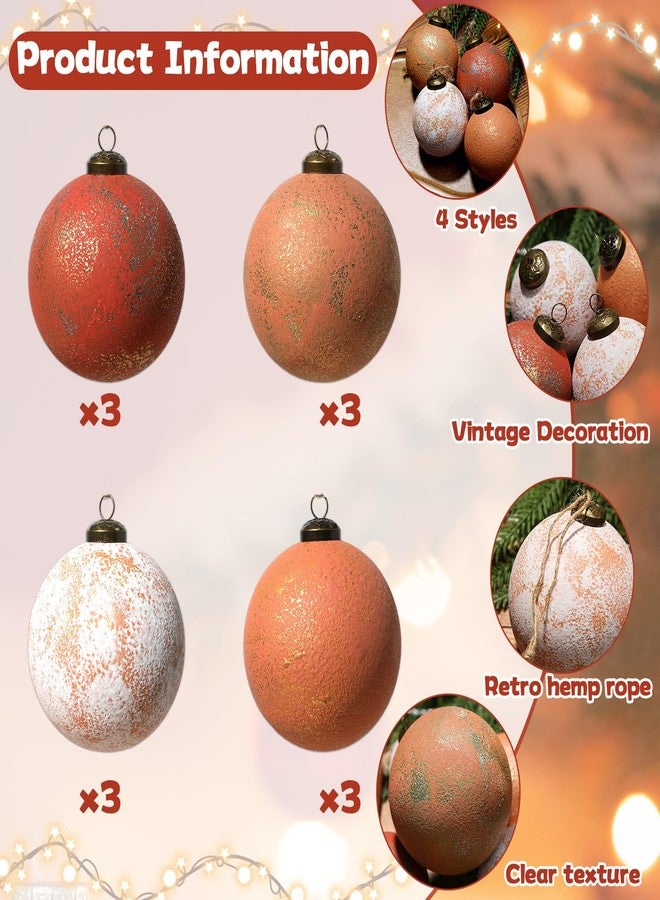 Bornerwhite 12 Pcs 3.15'' Large Rustic Vintage Neutral Textured Farmhouse Brown 2025 Christmas Ornaments Ball for Christmas Tree Decor,Boho Orange Copper Hanging Xmas Ornaments Shatterproof Ball for Home Decor - Image 5